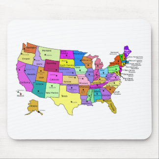 Mousepad Nomes e capitais do estado do mapa dos Estados