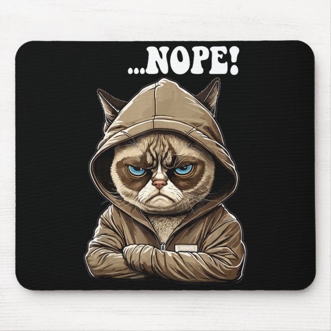 Mousepad Nope! Nope - Employee Work Colleagues Teenager Cat (Frente)