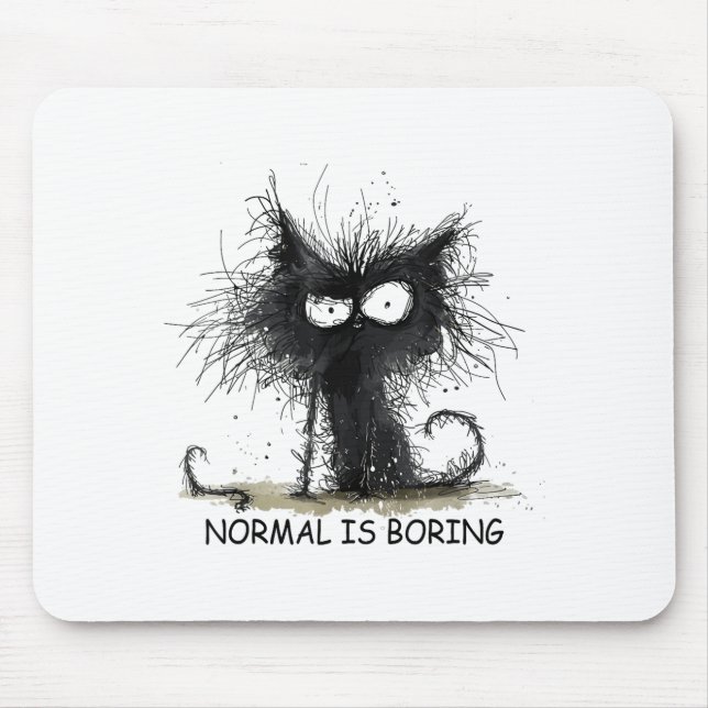 Mousepad Normal Is Boring Funny Cat Graphic Tee Men Women  (Frente)