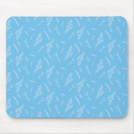Mousepad Norte - Branco sobre Padrão Botânico Azul