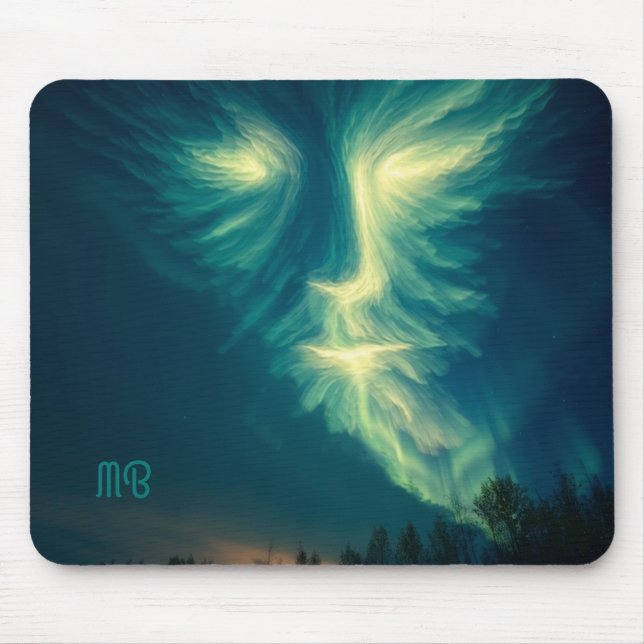 Mousepad Northern Lights Spirit Face Cosmic Sky Art (Frente)
