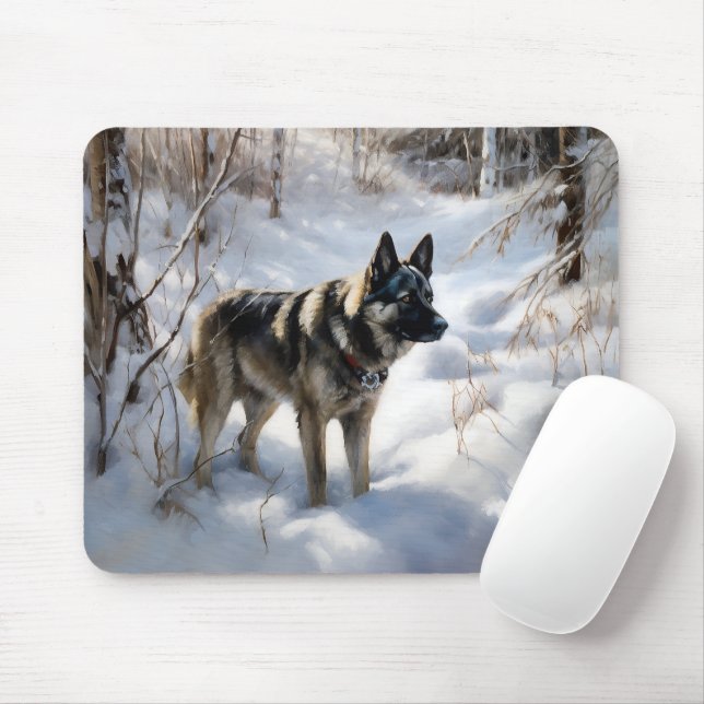 Mousepad Norueguês Elkhound Deixe Neve Natal (Com mouse)
