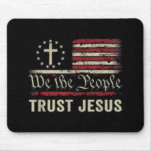 Mousepad Nós, as Pessoas, confiamos em Jesus - EUA, bandeir