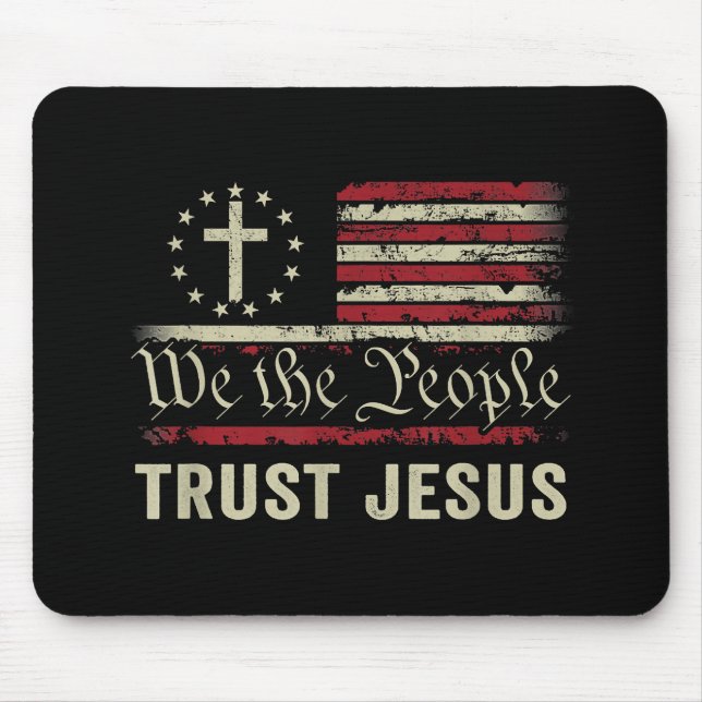 Mousepad Nós, as Pessoas, confiamos em Jesus - EUA, bandeir (Frente)