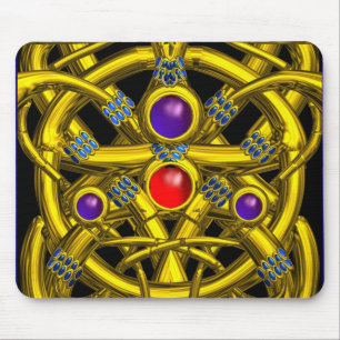 MOUSEPAD NÓS CELTICOS ABSTRATO DOURADOS COM GEMSTONAS COLO