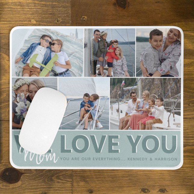 Mousepad 'Nós Te Amamos' Colagem de Fotos da Mamãe | Person (Criador carregado)