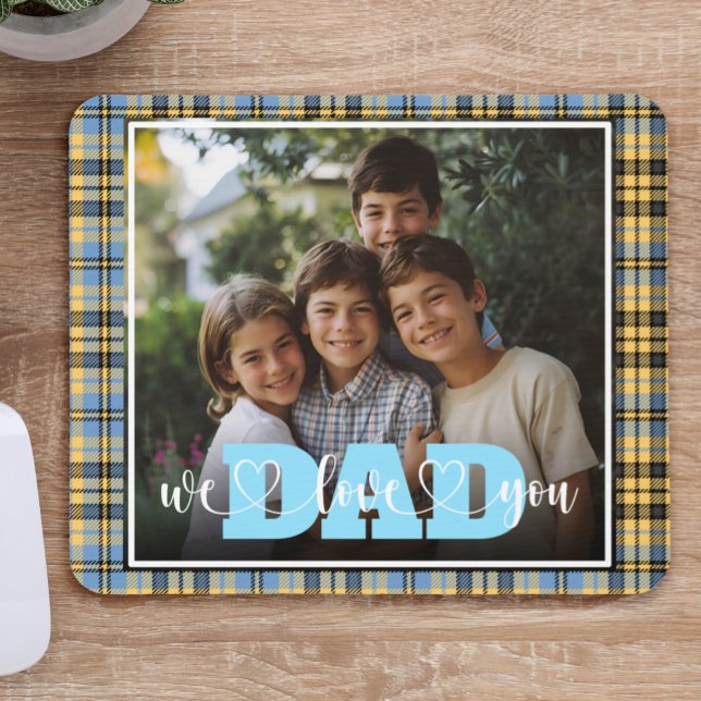 Mousepad Nós Te Amo Foto Personalizada Pai Xadrez Amarelo A (Criador carregado)