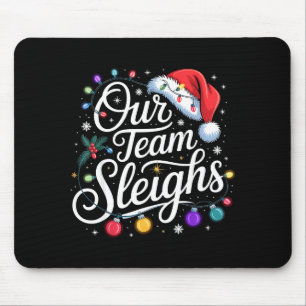 Mousepad Nossa Equipe Sleighs Luzes de Natal Chapéu Vermelh