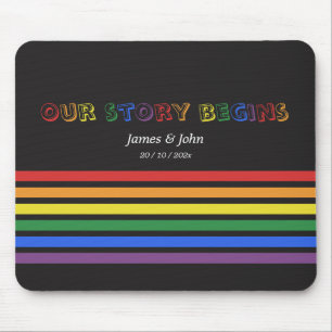 Mousepad Nossa História Começa Arco-íris Bandeira LGBTQ Cas