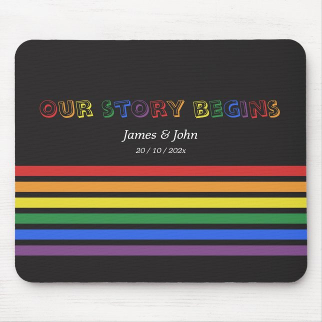 Mousepad Nossa História Começa Arco-íris Bandeira LGBTQ Cas (Frente)
