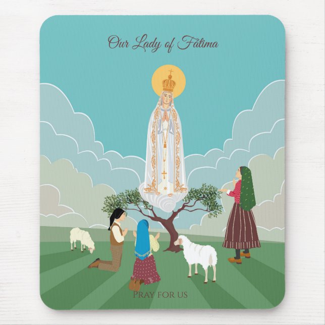 Mousepad Nossa Senhora de Fátima e os três pastores (Frente)
