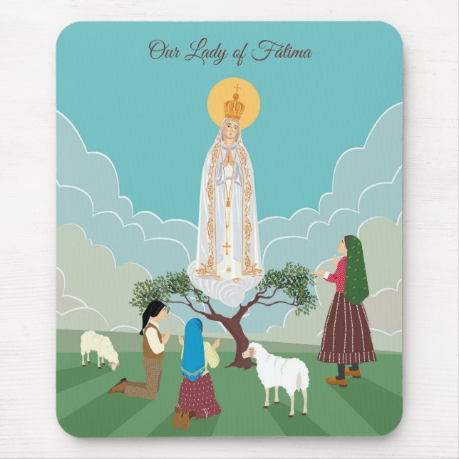 Mousepad Nossa Senhora de Fátima e os três pastores (Frente)