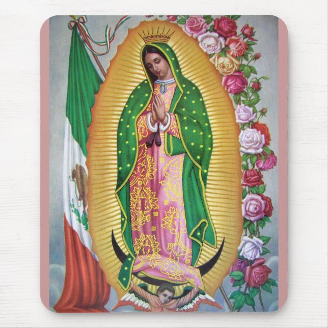 Mousepad Nossa senhora de Guadalupe com bandeira mexicana (Frente)