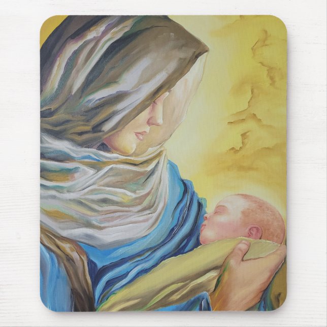 Mousepad Nossa Senhora do Silêncio segurando Jesus bebê (Frente)