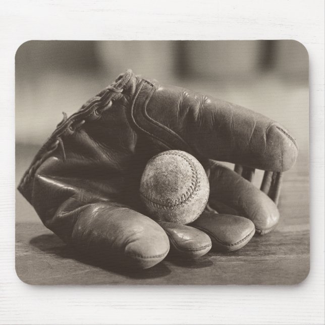 Mousepad Nostalgia de baseball - Mitt e Baseball (Frente)