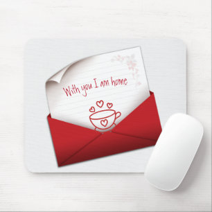 Mousepad Nota de amor no envelope vermelho