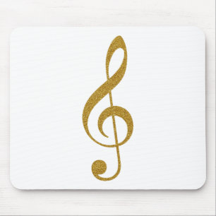Mousepad nota musical dourada de clef de triplo para ela