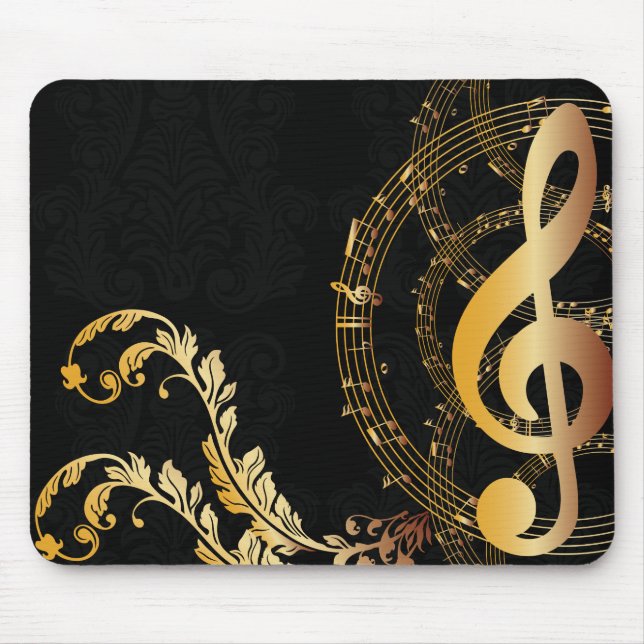 Mousepad Nota musical Dourada de luxo (Frente)