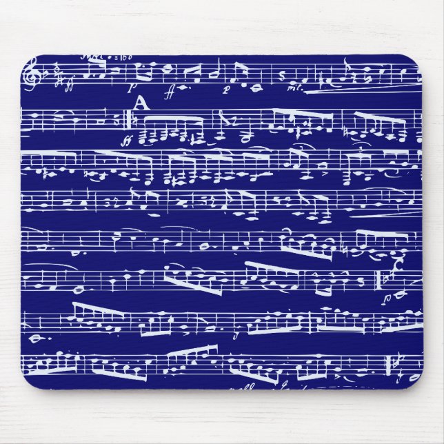 Mousepad Notas da música dos azuis marinhos (Frente)