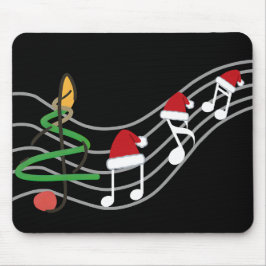 Mousepad Notas de Música de Natal Santa Hat Treble Clef