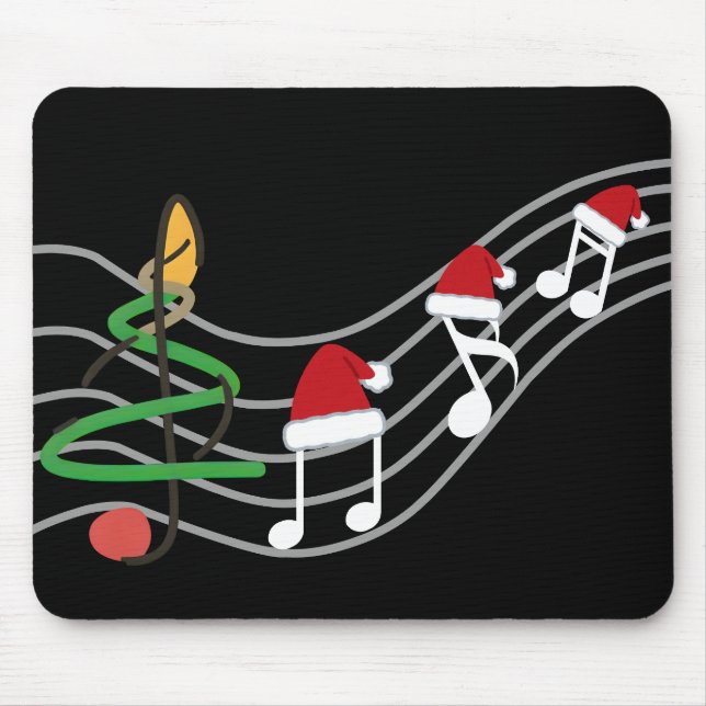 Mousepad Notas de Música de Natal Santa Hat Treble Clef (Frente)