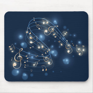 Mousepad Notas de música e luzes em azul