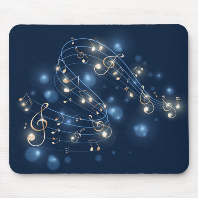 Mousepad Notas de música e luzes em azul (Frente)