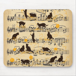 Mousepad Notas e gatinhos musicais