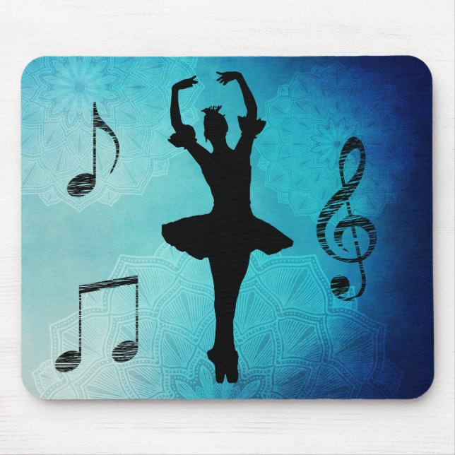 Mousepad Notas musicais da bailarina e tapete do rato azul (Frente)