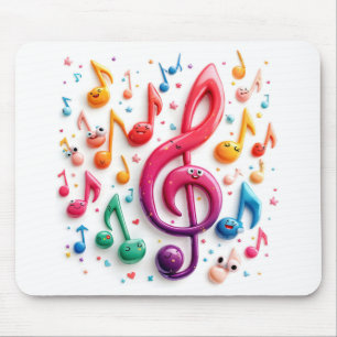Mousepad Notas Musicais Do Arco-Íris Com Olhais