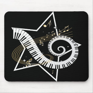 Mousepad Notas musicais do ouro da estrela