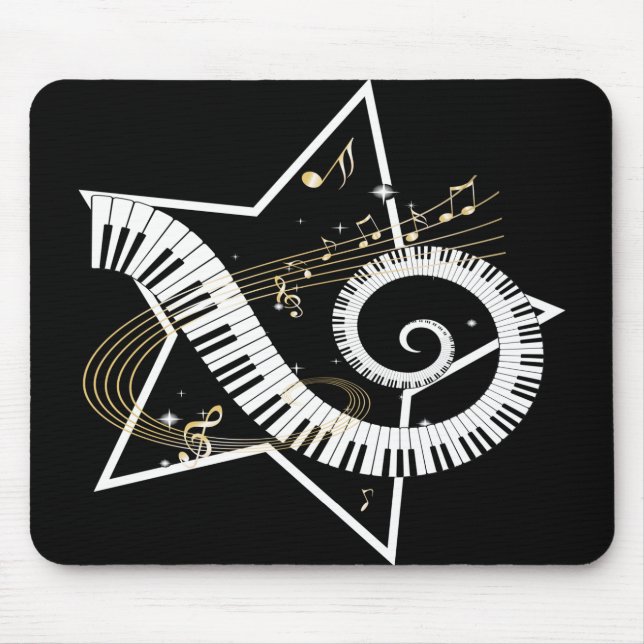 Mousepad Notas musicais do ouro da estrela (Frente)