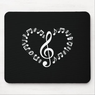 Mousepad Notas Musicais em Forma de Coração Amantes de Músi