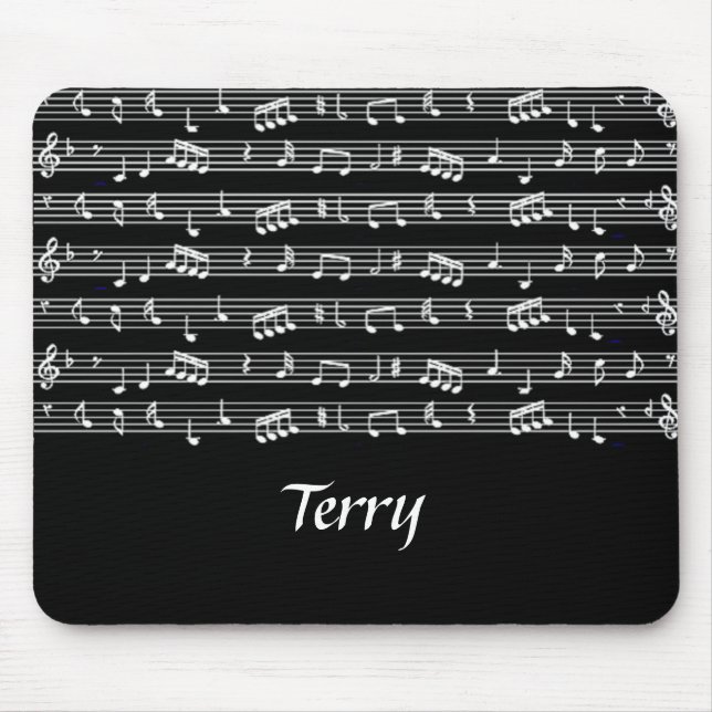 Mousepad Notas musicais em preto (Frente)