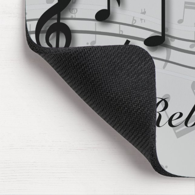 Mousepad Notas musicais em preto e cinza personalizadas (Canto)