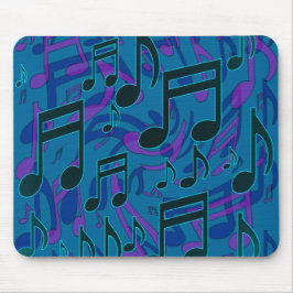 Mousepad Notas Musicais Padrão Azul Roxo