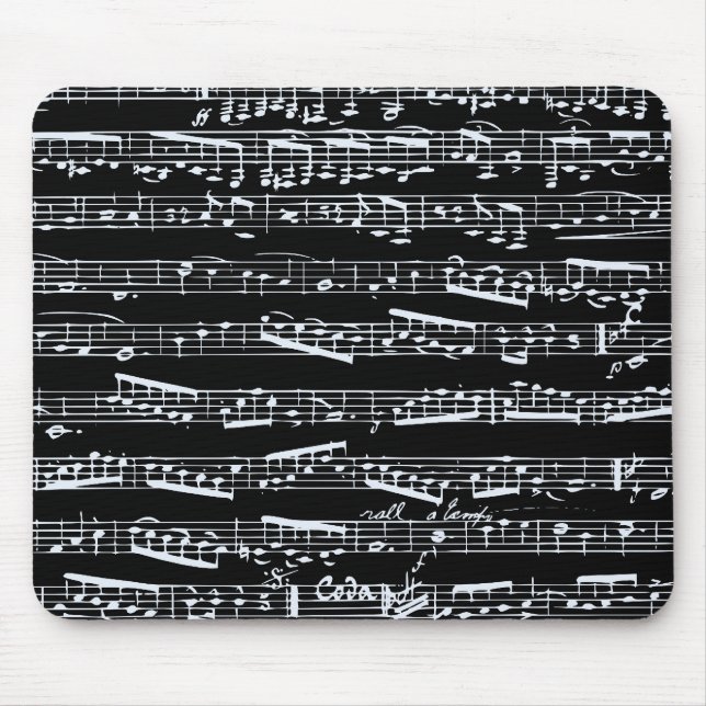 Mousepad Notas preto e branco da música (Frente)
