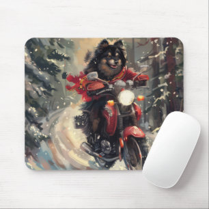 Mousepad Notebook Finlandês Cachorro Dirigindo Motocicleta 