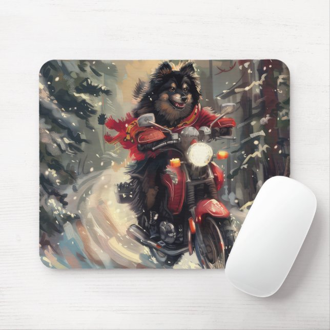 Mousepad Notebook Finlandês Cachorro Dirigindo Motocicleta  (Com mouse)
