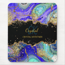 Notebook Luminoso Verde Azul Monograma Moderno