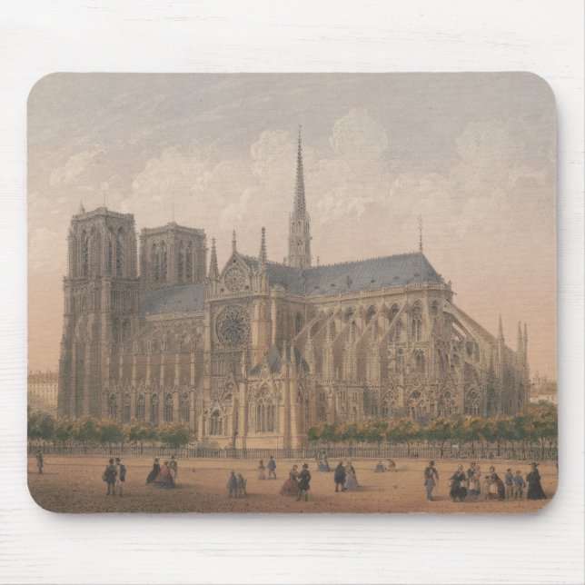 Mousepad Notre Dame, litógrafo de Paris por Charles Rivière (Frente)
