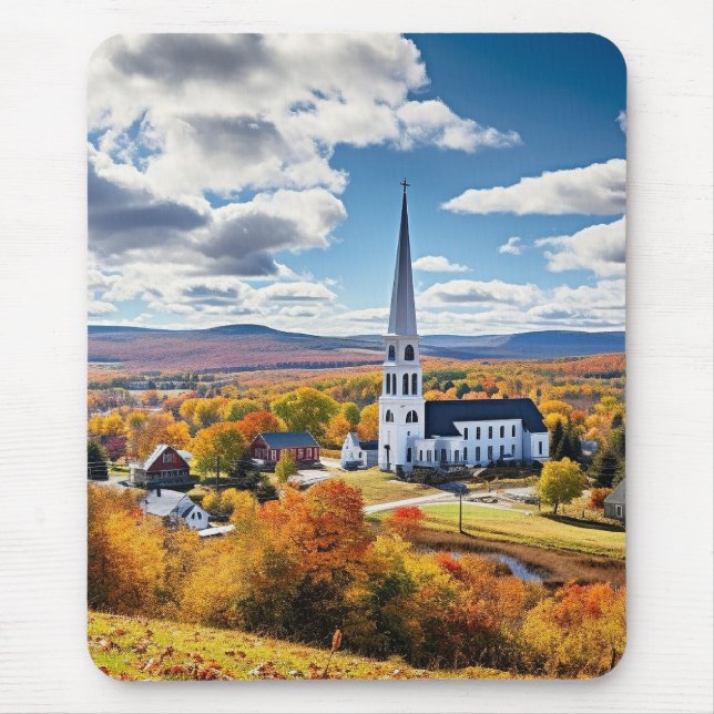 Mousepad Nova Inglaterra - Paisagem no outono (Frente)
