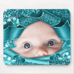 Mousepad Nova Menina Foto Mãe de Ser Teal Glitter