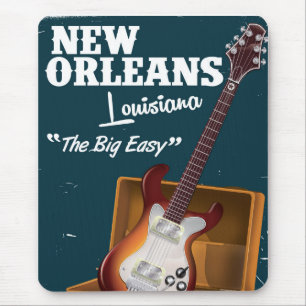 Mousepad Nova Orleans Louisiana poster de violão elétrico