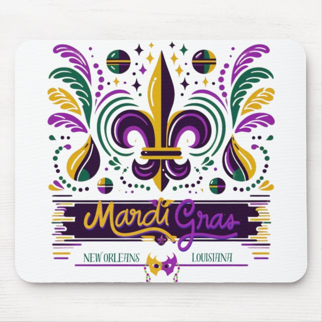 Mousepad Nova Orleans Mardi Gras verde-roxo (Frente)