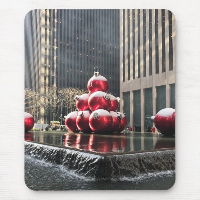 Mousepad Nova York Fotografia Decoração de Natal Neve (Frente)