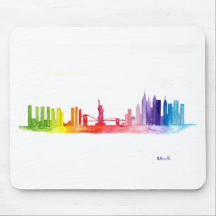 Mousepad Nova York - linha do horizonte Rainbow NYC moderno
