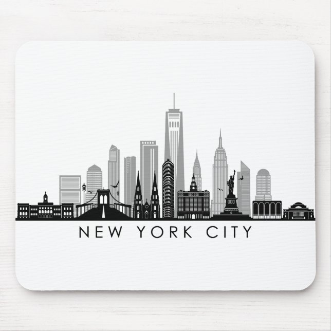 Mousepad NOVA YORK Manhatten EUA City Skyline Silhouette (Frente)