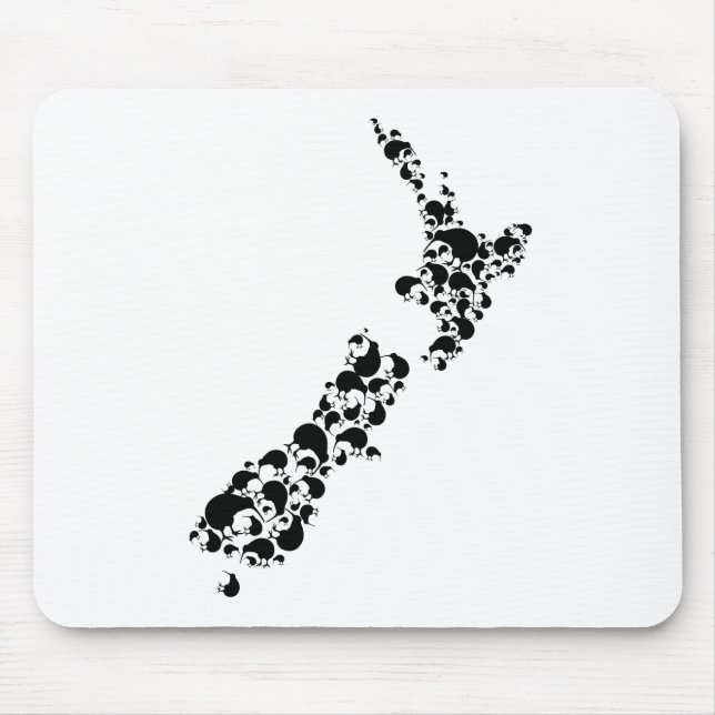Mousepad NOVA ZELÂNDIA - cheio do kiwis - preto (Frente)