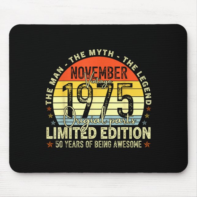 Mousepad November 1975 50th Birthday For Men Women 50 Year  (Frente)